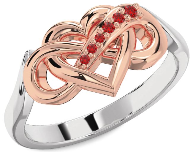 Ruby Platinum & Rose Gold Heart Infinity Ring