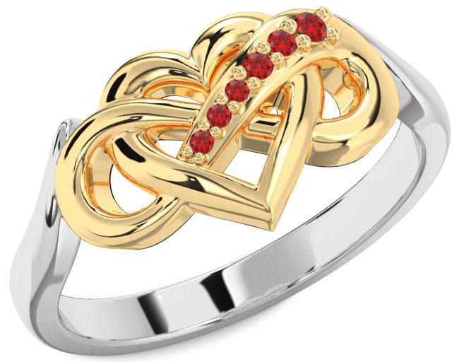 Ruby Silver & 10K gold Heart Infinity Ring