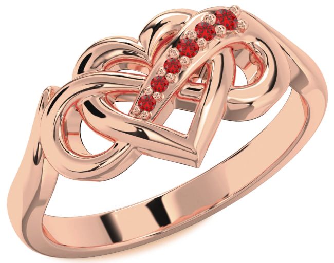 Ruby Rose Gold Silver Heart Infinity Ring