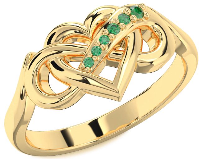 Emerald Gold Heart Infinity Ring