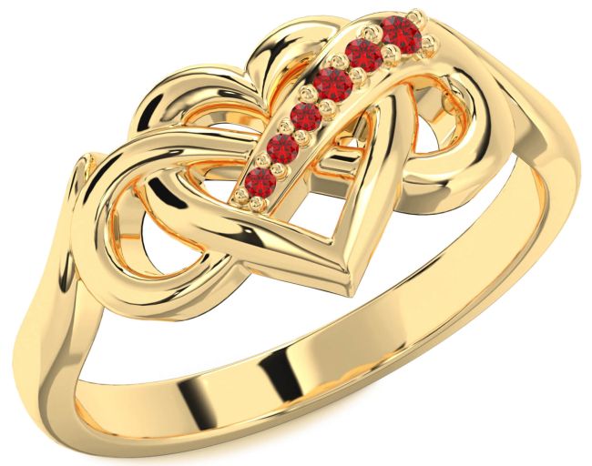 Ruby Gold Heart Infinity Ring