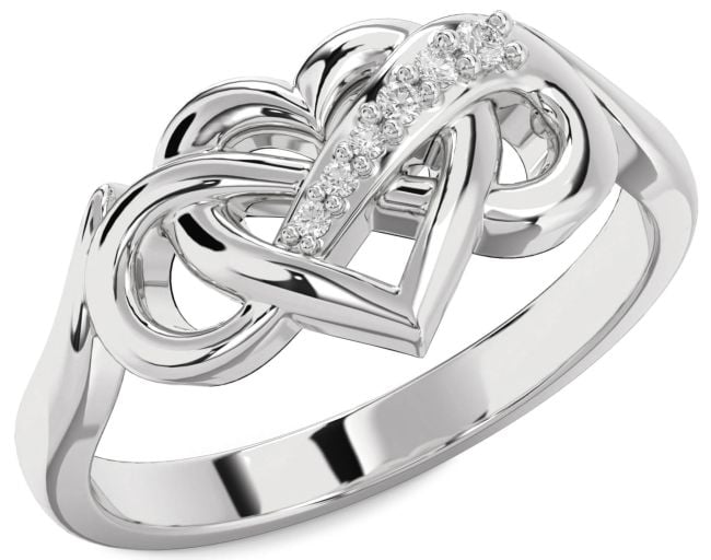 Diamond Silver Heart Infinity Ring