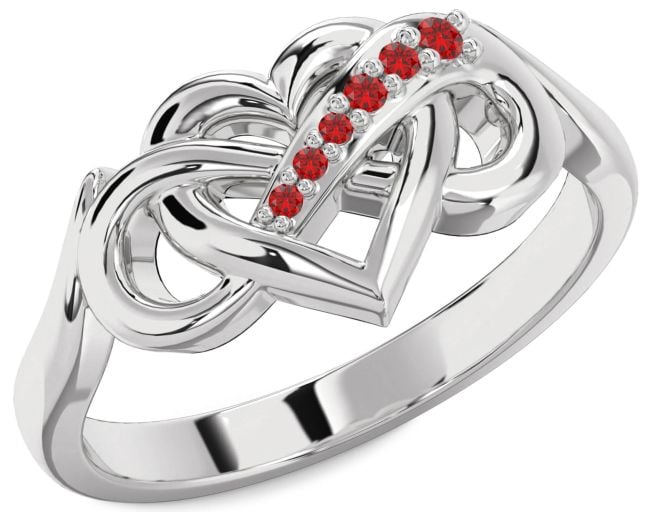 Ruby Platinum Heart Infinity Ring