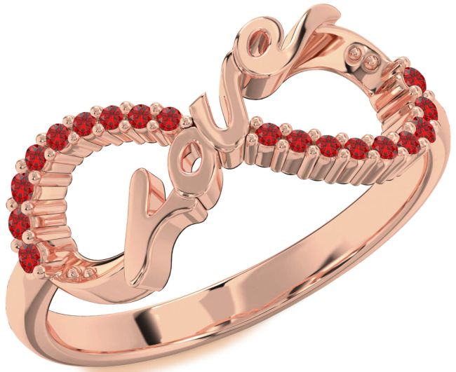 Ruby Rose Gold Silver Love Infinity Round Ring