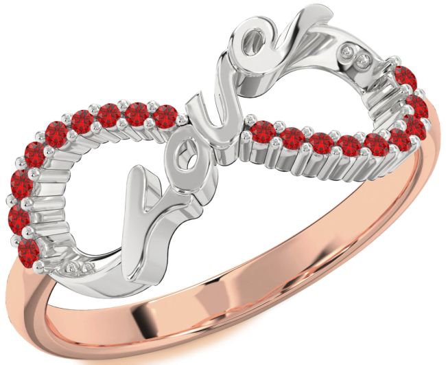 Ruby Rose Gold Silver Love Infinity Round Ring