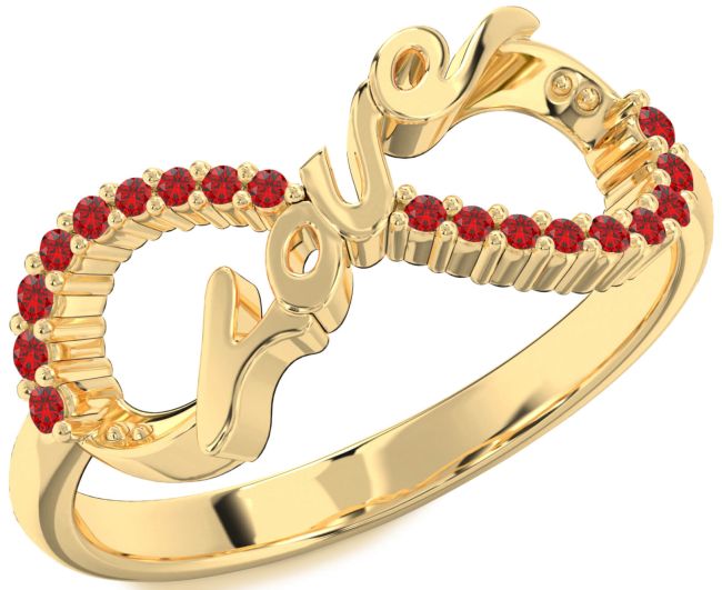 Ruby Gold Love Infinity Round Ring