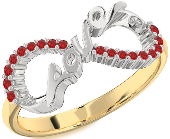 Ruby Platinum & Yellow Gold Love Infinity Round Ring