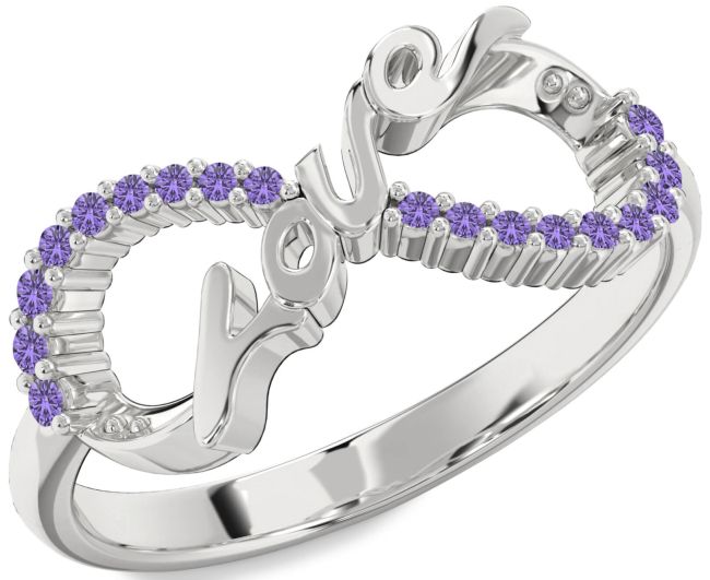 Alexandrite Silver Love Infinity Round Ring