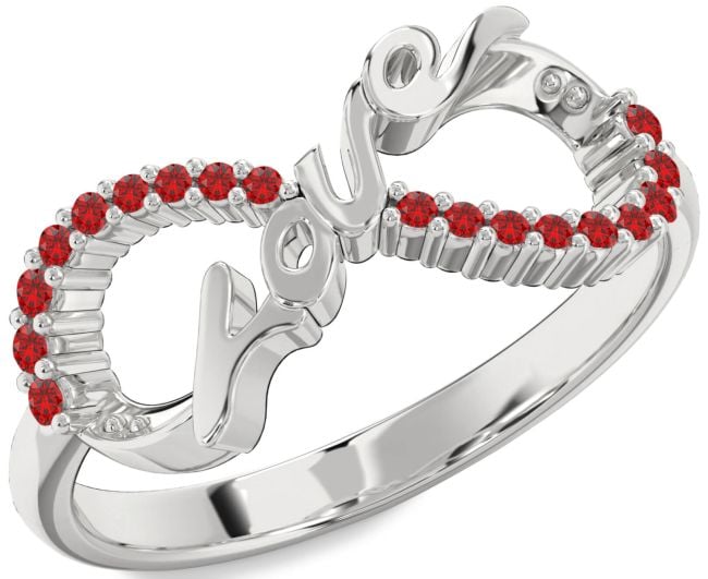 Ruby Silver Love Infinity Round Ring