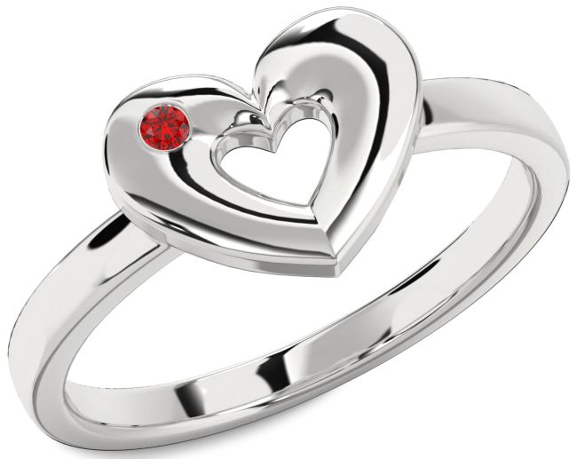 Ruby Platinum Heart Ring