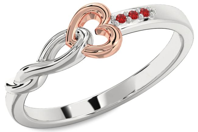 Ruby Platinum & Rose Gold Heart Infinity Ring