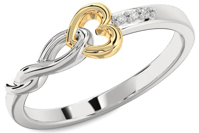Diamond Gold Silver Heart Infinity Ring