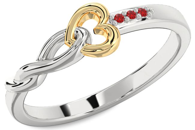 Ruby Platinum & Yellow Gold Heart Infinity Ring