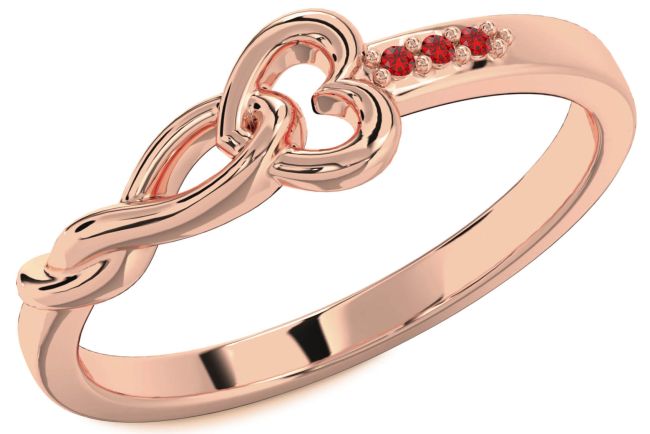 Ruby Rose Gold Heart Infinity Ring