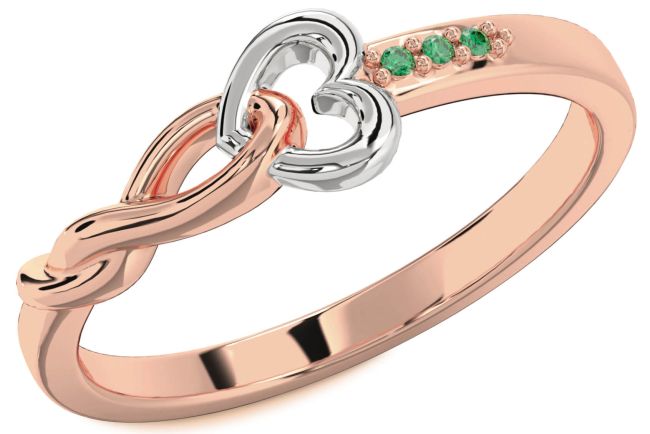 Emerald Platinum & Rose Gold Heart Infinity Ring