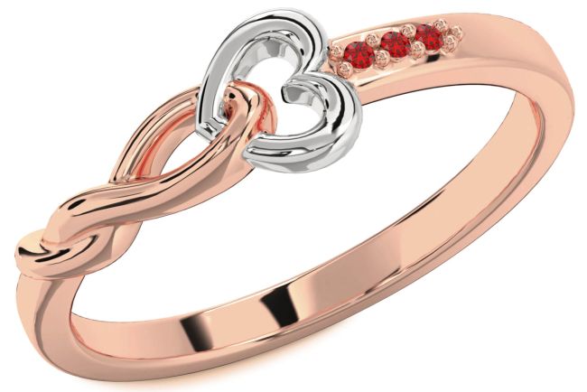Ruby Rose Gold Silver Heart Infinity Ring