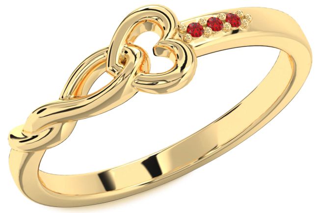 Ruby Gold Heart Infinity Ring