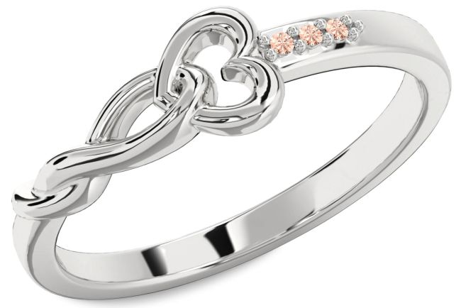 Morganite Silver Heart Infinity Ring