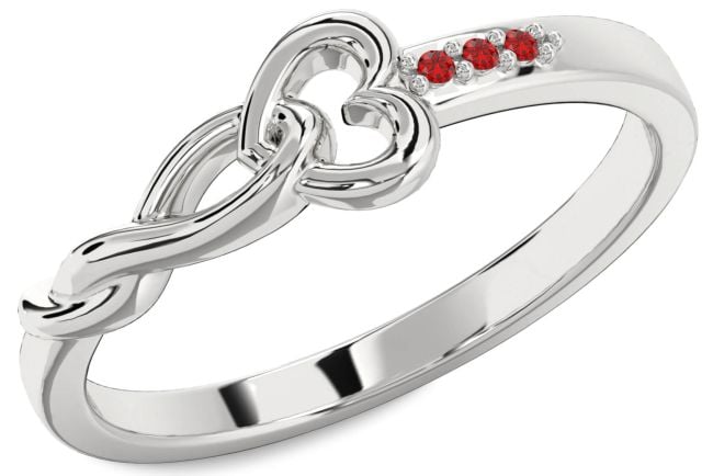 Ruby Platinum Heart Infinity Ring