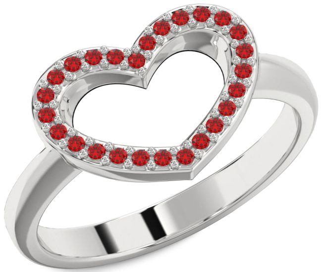 Ruby Platinum Heart Ring
