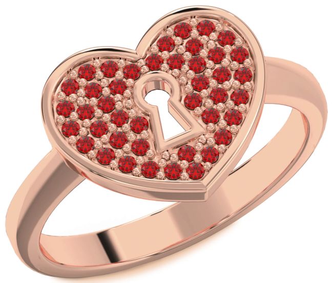 Ruby Rose Gold Heart Lock Ring