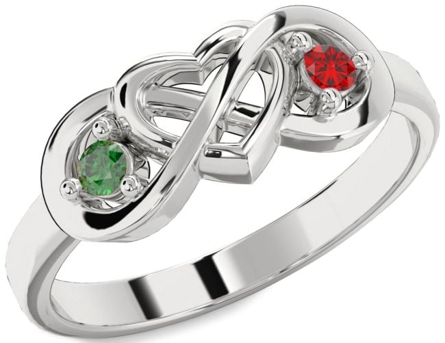 Platinum Heart Infinity Two Stone Promise Ring