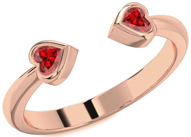 Ruby Rose Gold Two Heart Birthstone Ring
