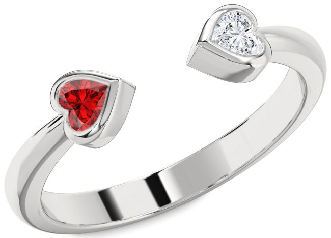 Silver Two Heart Promise Ring