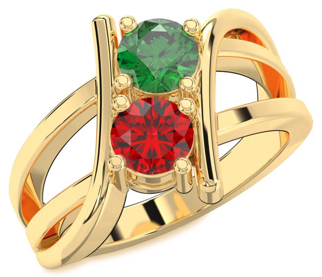 Gold Silver Round Two Stone Promise Ring