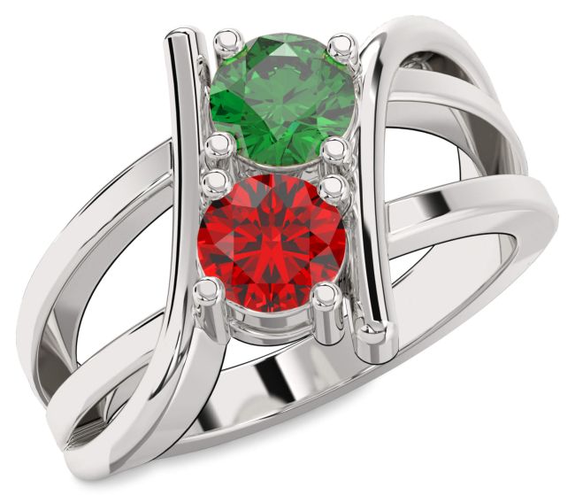 Platinum Round Two Stone Promise Ring