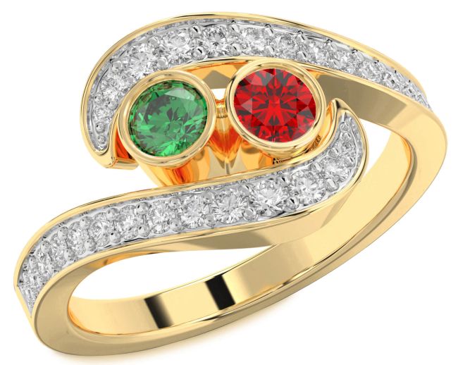 Diamond Gold Round Two Stone Promise Ring