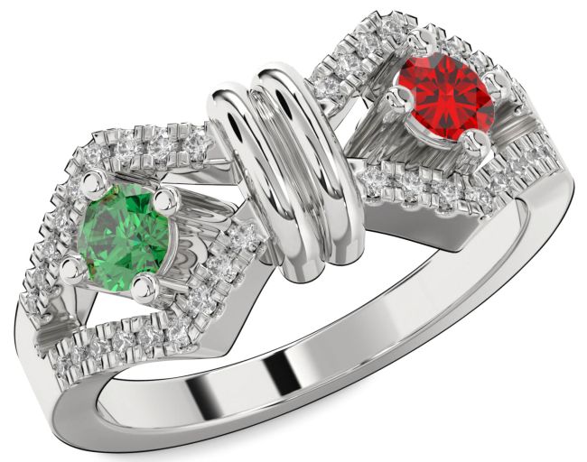 Diamond Silver Round Two Stone Promise Ring