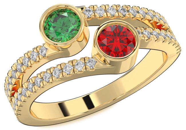 Diamond Gold Round Two Stone Promise Ring