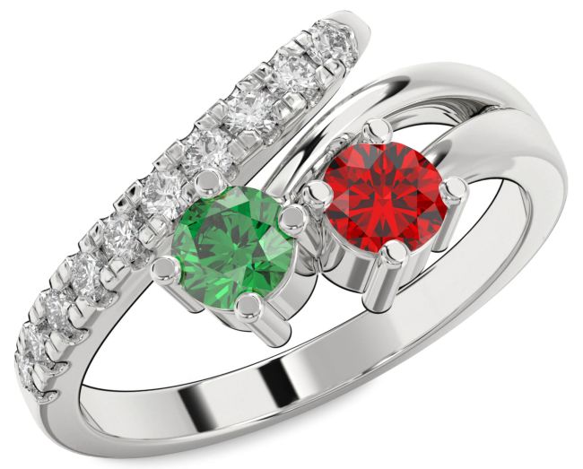 Diamond Platinum Round Two Stone Promise Ring