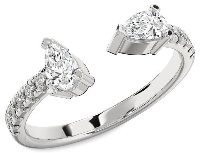 Lab Diamond Platinum Pear Two Stone Ring