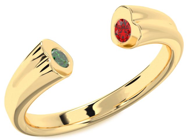 Gold Heart Two Stone Promise Ring