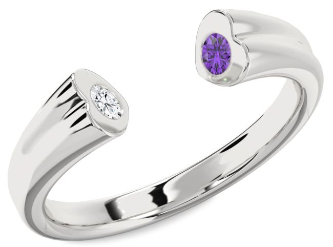 Silver Heart Two Stone Promise Ring