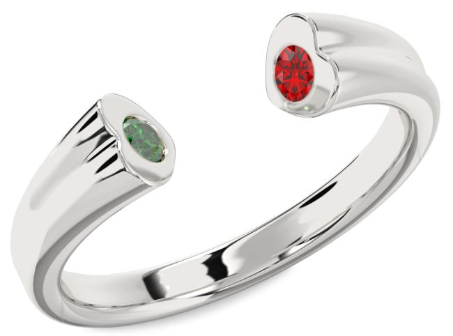 Platinum Heart Two Stone Promise Ring