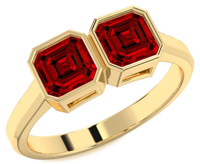 Ruby Gold Ruby Cut Two Stone Birthstone Ring
