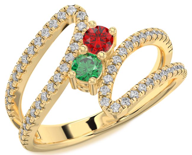Diamond Gold Round Two Stone Promise Ring