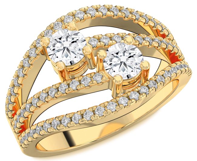 Diamond Gold Round Two Stone Ring