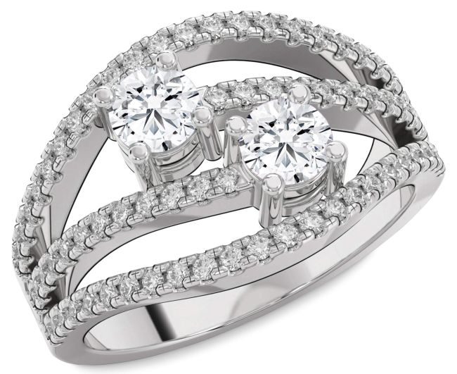Diamond Platinum Round Two Stone Ring