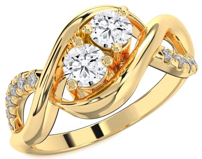 Diamond Gold Infinity Round Two Stone Ring