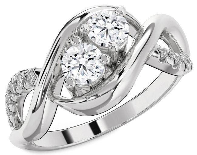 Lab Diamond White Gold Infinity Round Two Stone Ring