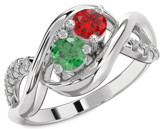 Diamond Platinum Infinity Round Two Stone Promise Ring