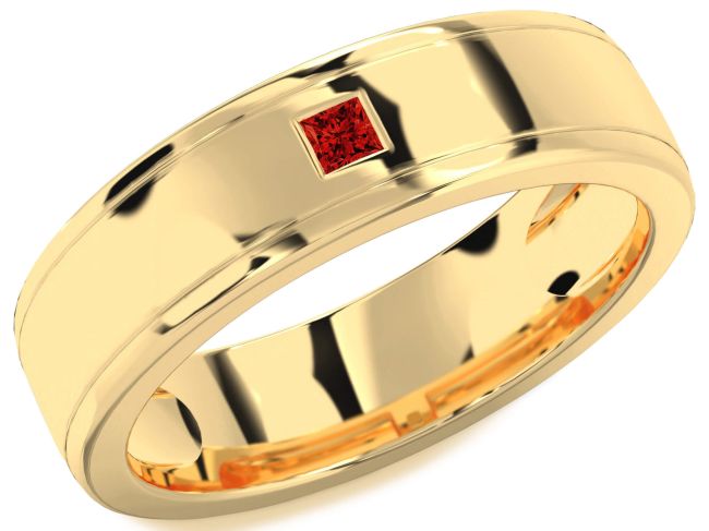 Men's Ruby Gold Silver Promise Band Ring