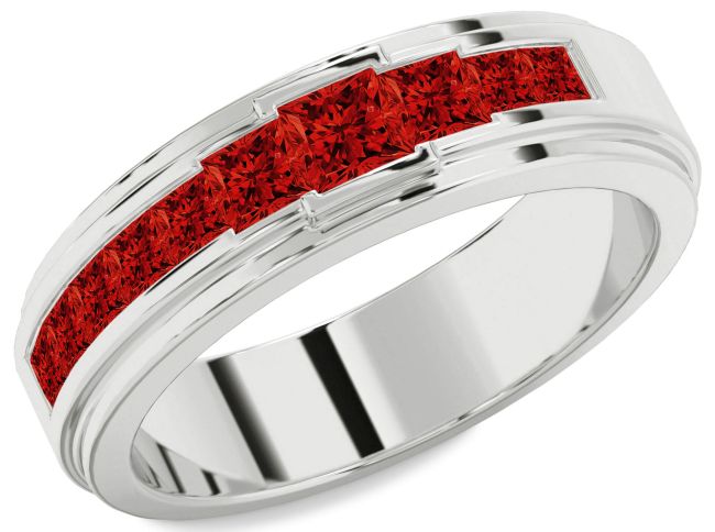 Men's Ruby Platinum Wedding Band Ring