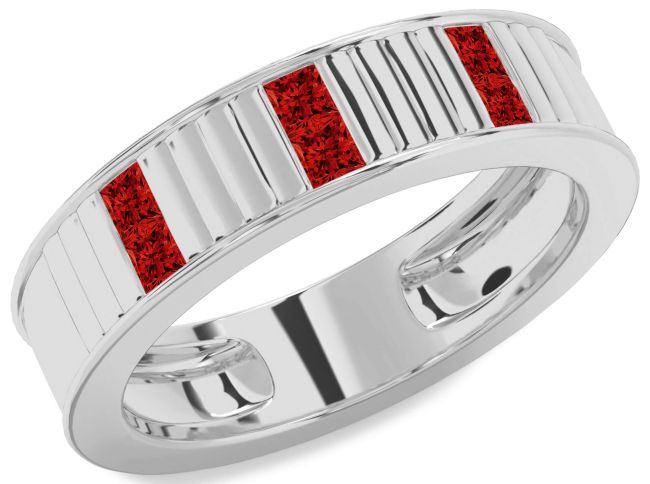 Men's Ruby Platinum Wedding Band Ring