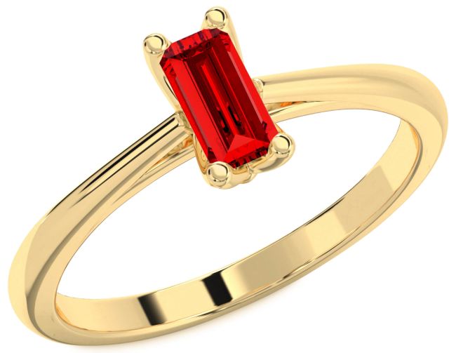 Ruby Gold Baguette Solitaire Engagement Ring