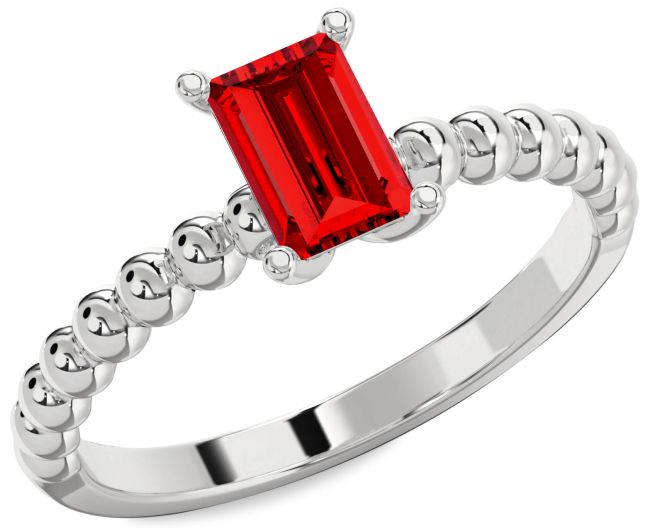 Diamond Ruby Platinum Dot Ring
